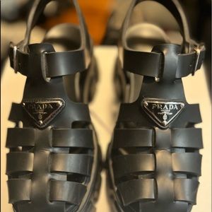Prada black size 5 monolith fisherman sandals